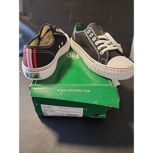 NWB PF Flyers Unisex Lo Top Sneaker Shoes MC2002BL Black/White Size 6